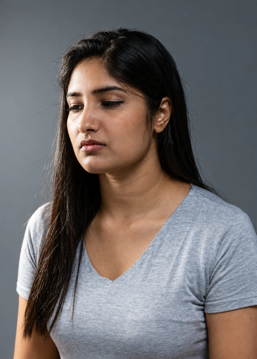 Saved AI lighting edit of a real portrait, with light from the left